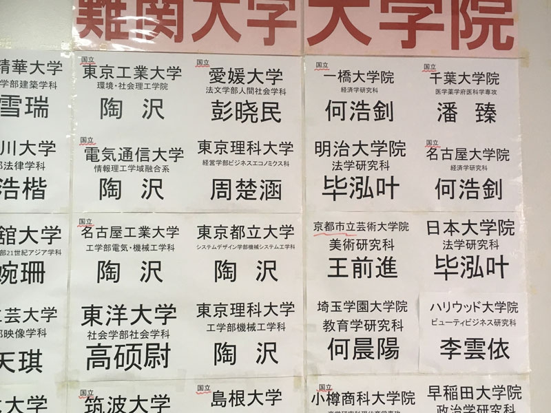 针对大学院、大学的升学考试